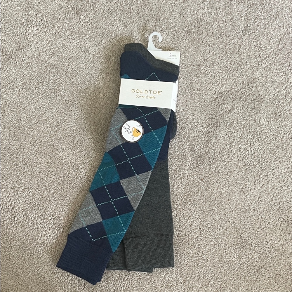 Gold Toe Men's Argyle Dress Socks - Navy and Gray